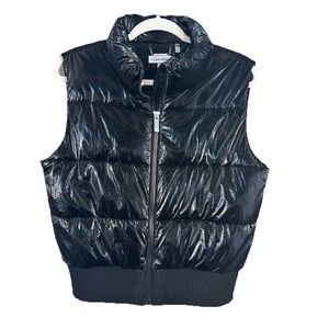 Calvin Klein Black Puffer Vest,  High shine- Women’s Size Med